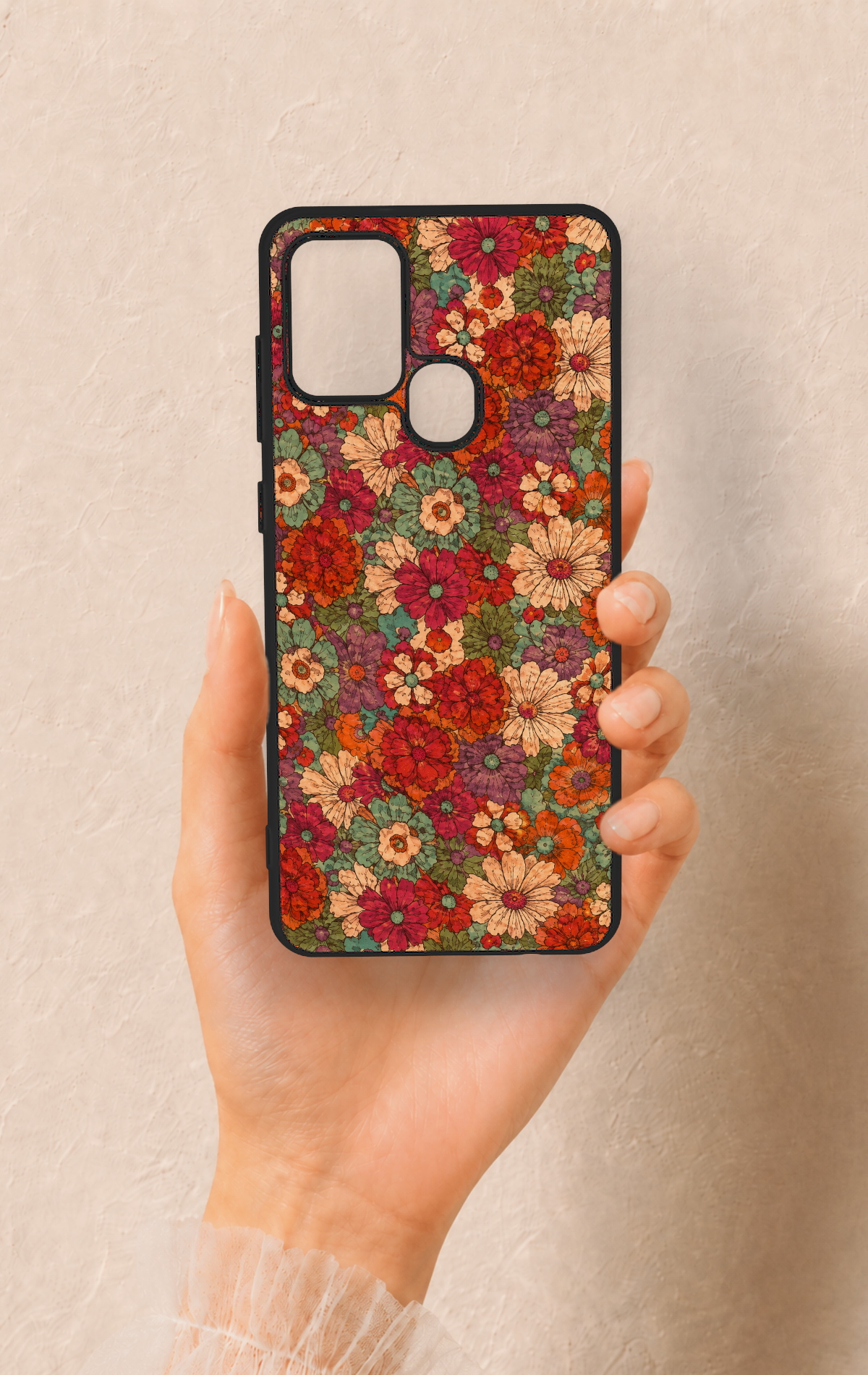 Samsung A21S Uyumlu Pastel Çiçek Bahçesi Desenli Silikon Kılıf