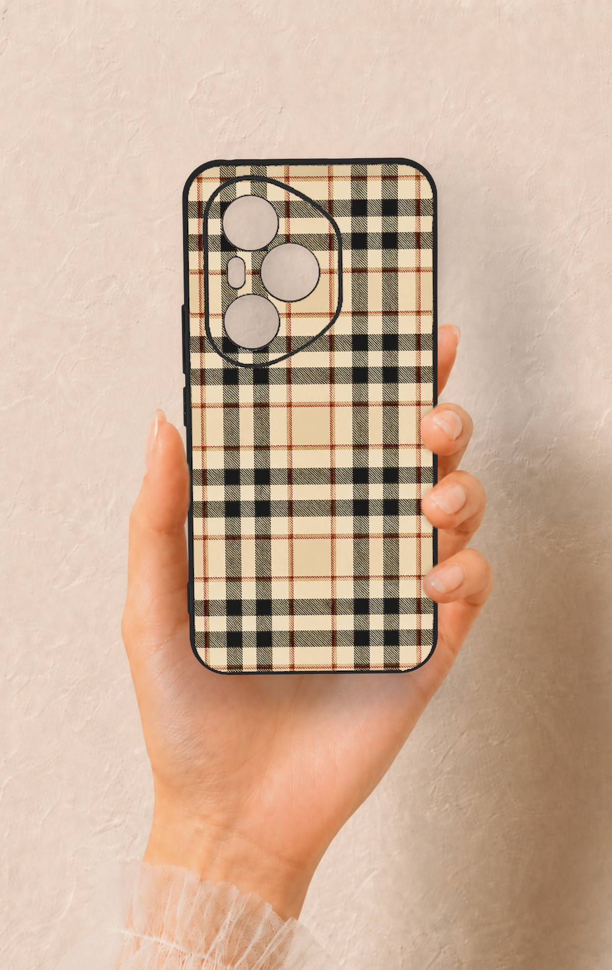 Honor 400 Pro Uyumlu Karamel Siyah Ekose Desenli Silikon Kılıf