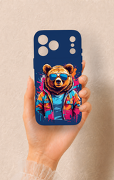 iPhone 17 Pro Max Uyumlu Gözlüklü Ayı Desenli Silikon Kılıf