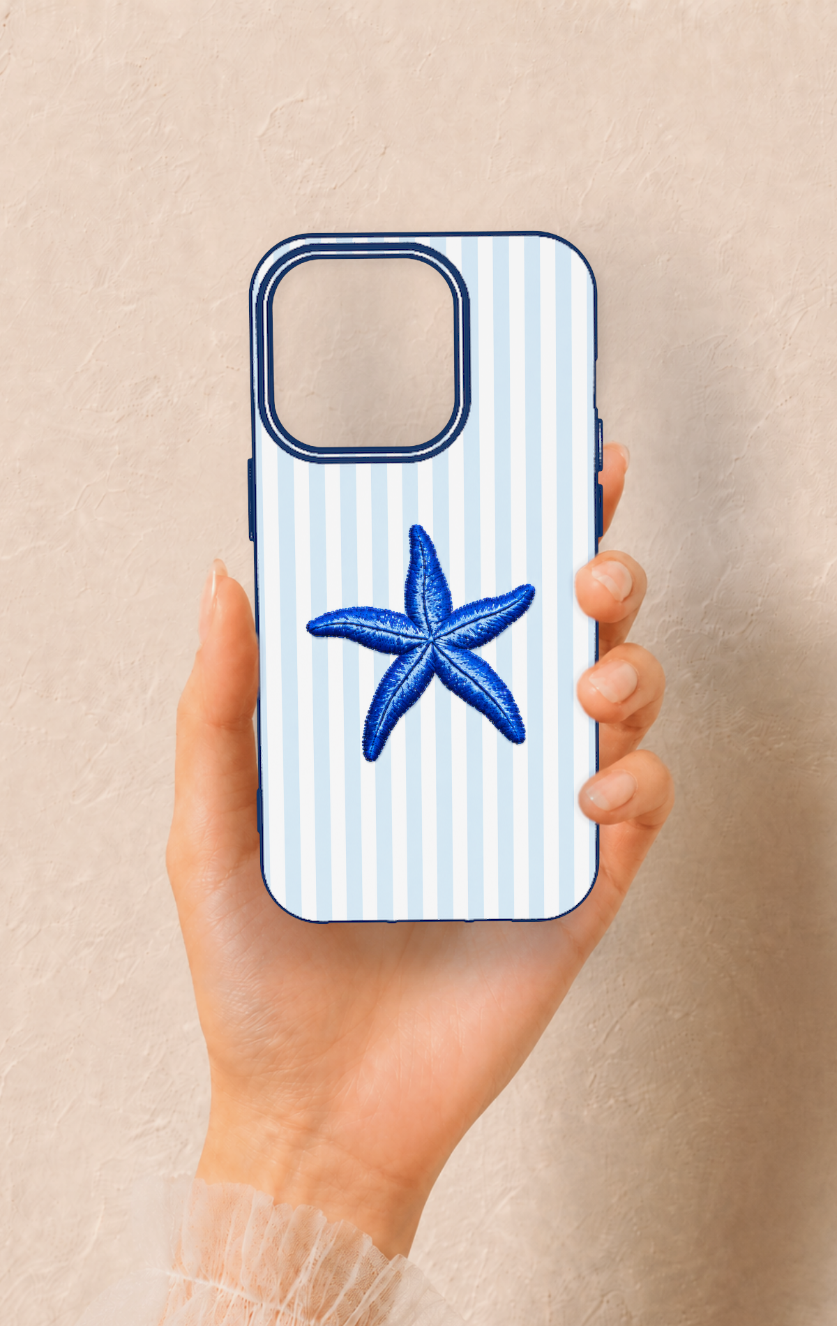 iPhone 14 Pro Uyumlu Mavi Deniz Yıldızı Desenli Silikon Kılıf