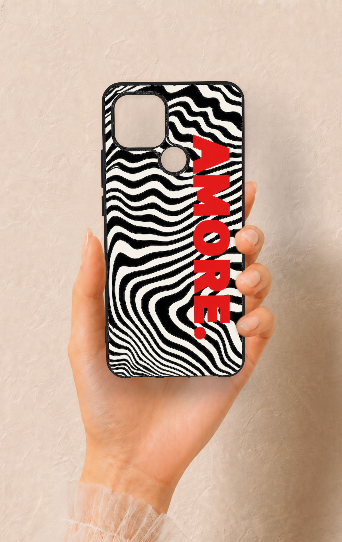 Oppo A15 Uyumlu Zebra Amore Desenli Silikon Kılıf