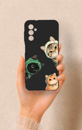 Samsung M13 Uyumlu Kedi Ekibi Desenli Silikon Kılıf