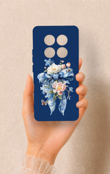 Redmi Note 14 Pro 5G Uyumlu Mavi Kurdeleli Çiçek Desenli Silikon Kılıf