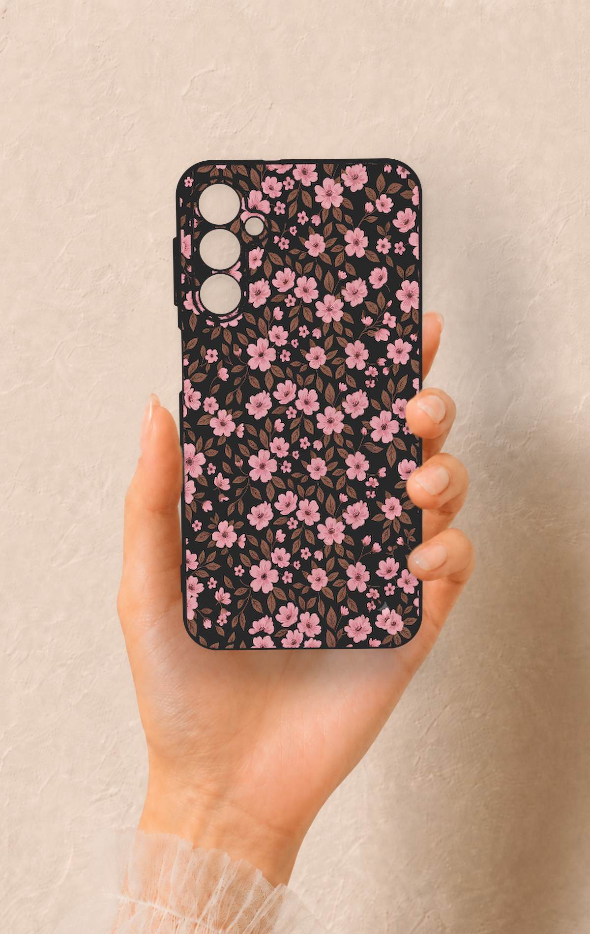Samsung A24 Uyumlu Mini Pembe Çiçek Desenli Silikon Kılıf