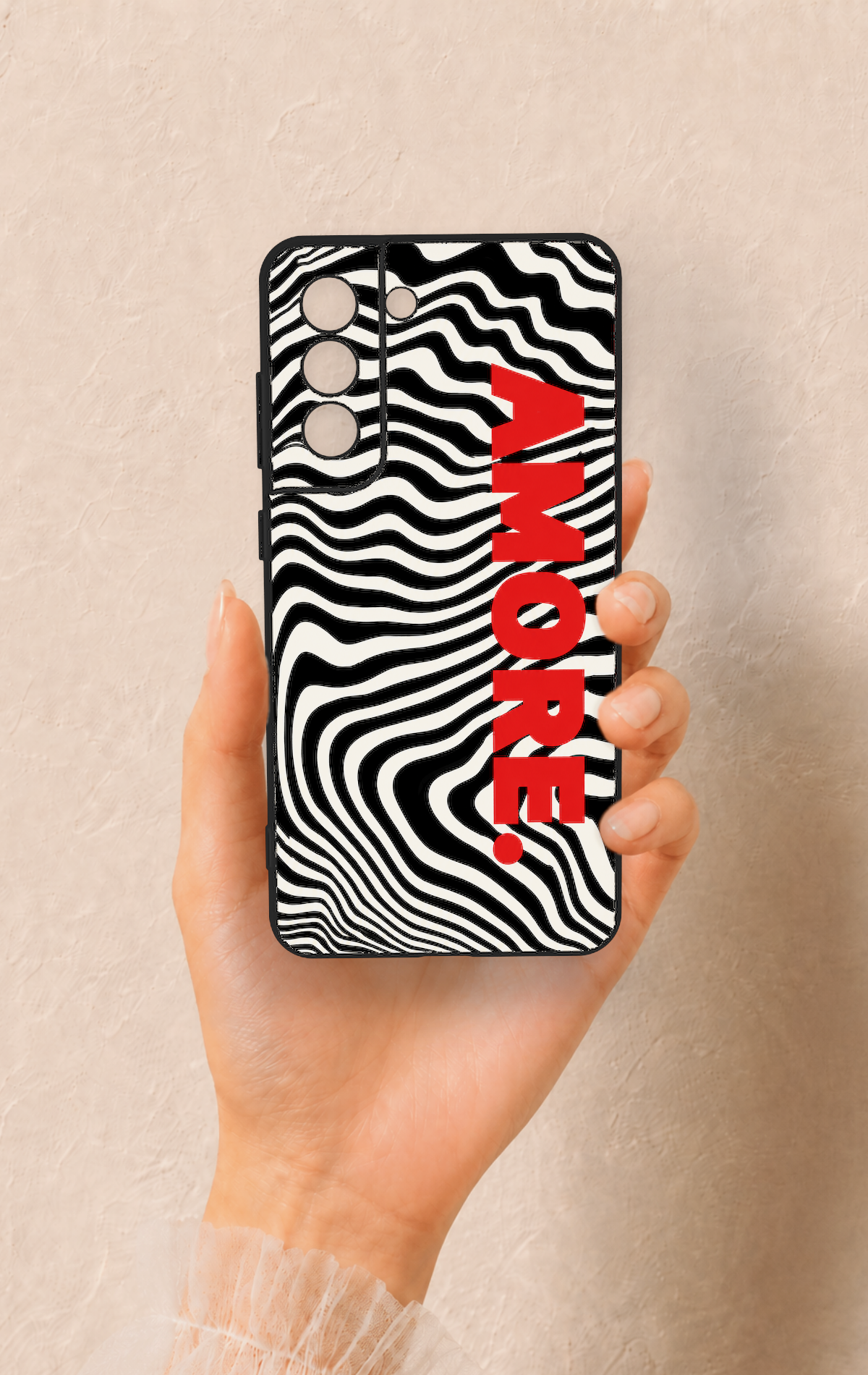 Samsung-S21FE Uyumlu Zebra Amore Desenli Silikon Kılıf