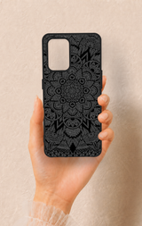 Oppo-A74 Uyumlu Siyah Beyaz Mandala Desenli Silikon Kılıf