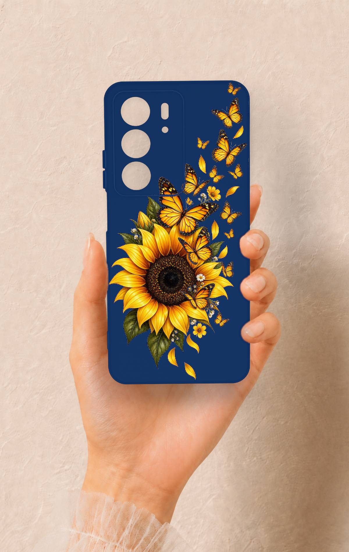 Realme C75 Uyumlu Ayçiçeği Desenli Silikon Kılıf