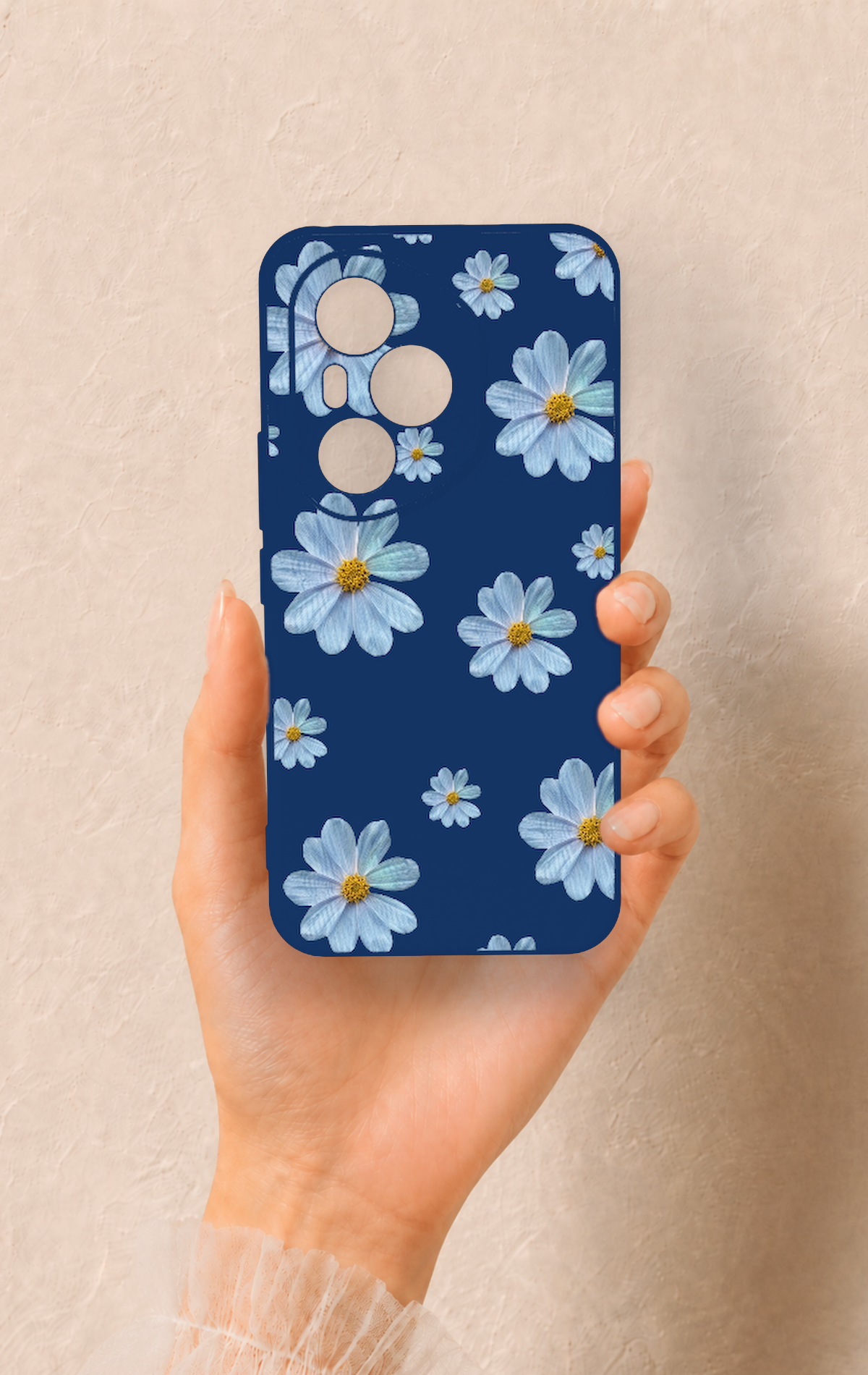 Honor 400 Pro Uyumlu Mavi Papatya Desenli Silikon Kılıf