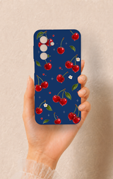 Samsung A17 Uyumlu Kiraz Papatya Desenli Silikon Kılıf