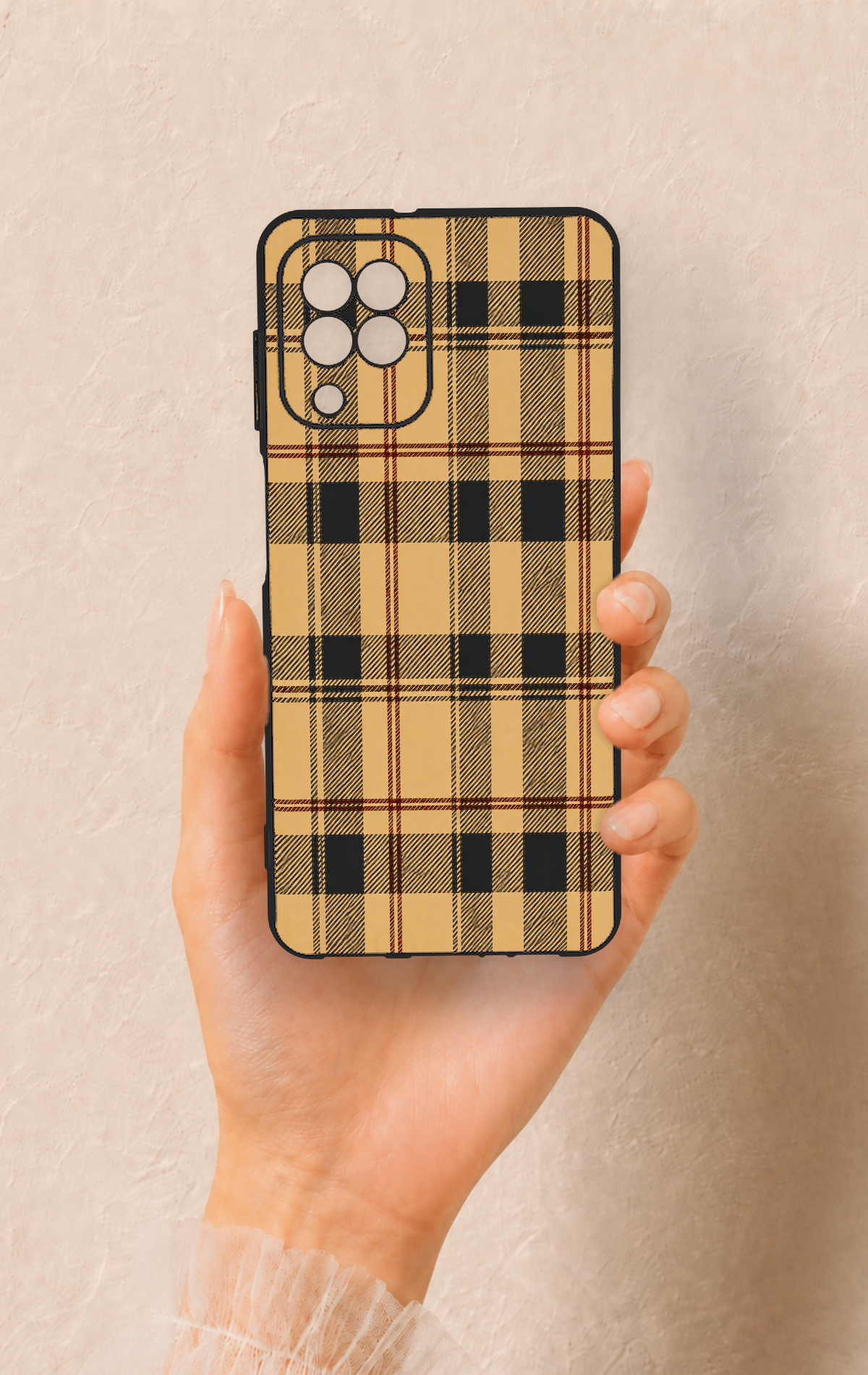 Samsung A22 Uyumlu Burberry Ekose Desenli Silikon Kılıf