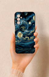Samsung M13 Uyumlu Yıldızlı Gece Desenli Silikon Kılıf