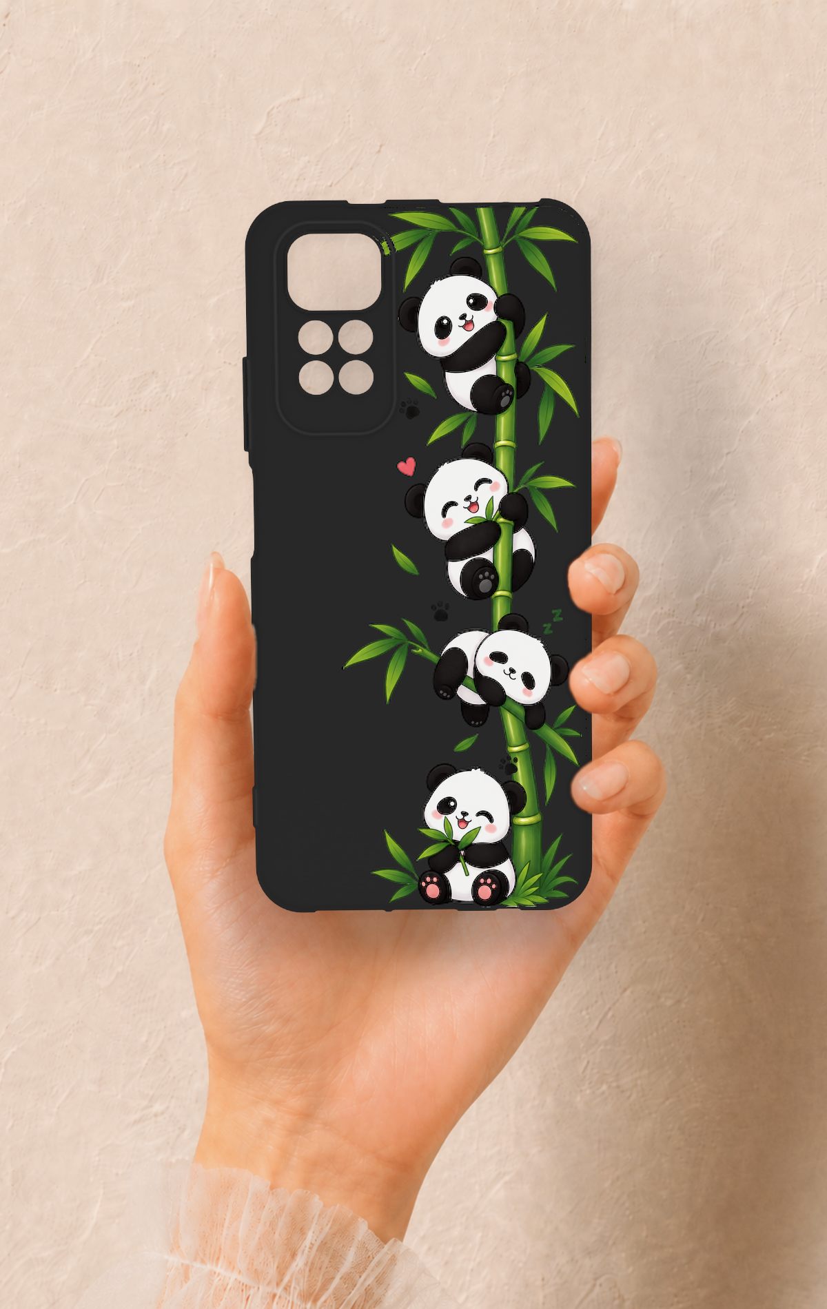 Redmi Note 11S Uyumlu Sevimli Panda Bambu Desenli Silikon Kılıf