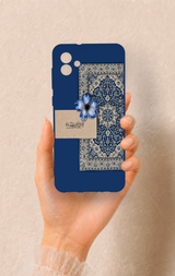 Samsung A04 Uyumlu Mavi Etnik Halı Desenli Silikon Kılıf