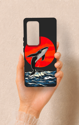 Vivo V30 Uyumlu Kırmızı Güneş Balina Desenli Silikon Kılıf