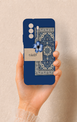 Huawei Nova Y70 Uyumlu Mavi Etnik Halı Desenli Silikon Kılıf