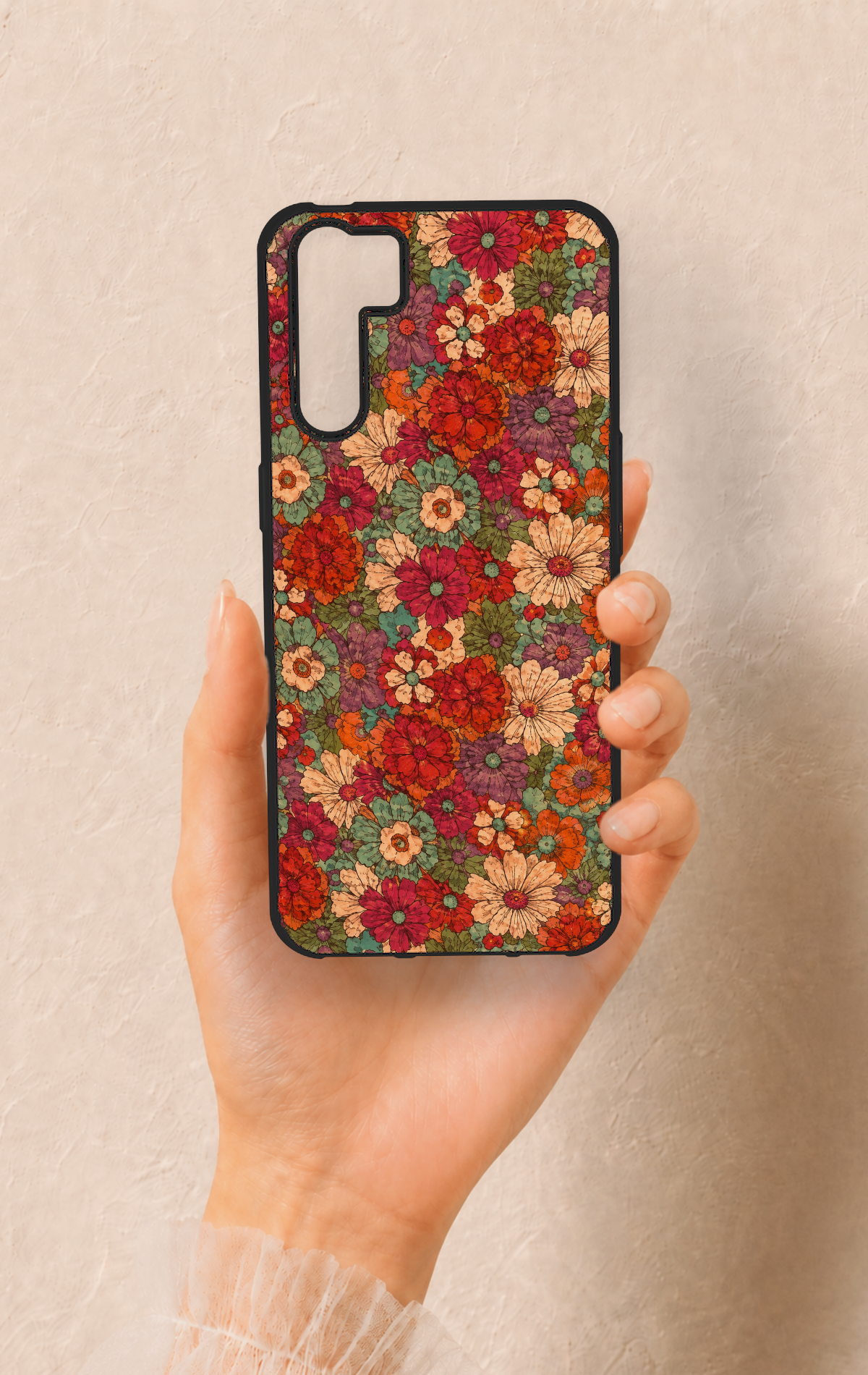 Oppo A91 Uyumlu Pastel Çiçek Bahçesi Desenli Silikon Kılıf