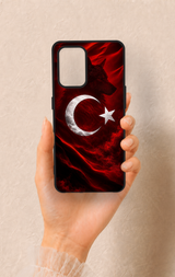 Oppo-A74 Uyumlu Kurt Türk Bayrağı Desenli Silikon Kılıf
