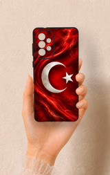 Samsung-A73 Uyumlu Türk Bayrağı Desenli Silikon Kılıf