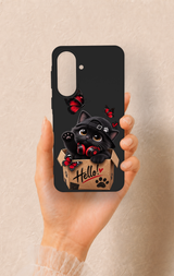 Samsung A57 Uyumlu Hello Cat Desenli Silikon Kılıf