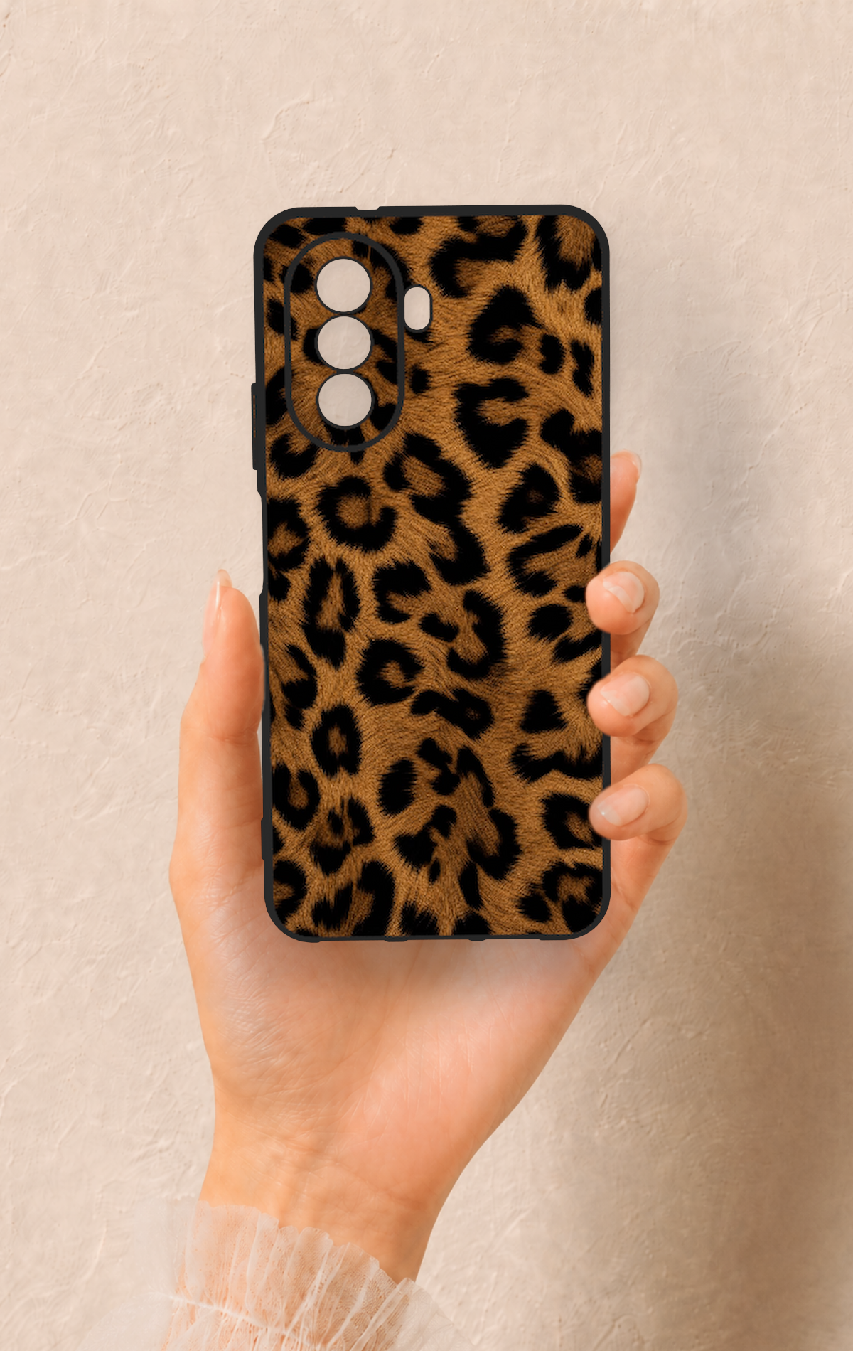 Huawei Nova Y70 Uyumlu Koyu Leopar Deri Desenli Silikon Kılıf