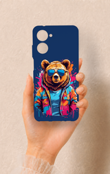 Realme 10 Uyumlu Gözlüklü Ayı Desenli Silikon Kılıf