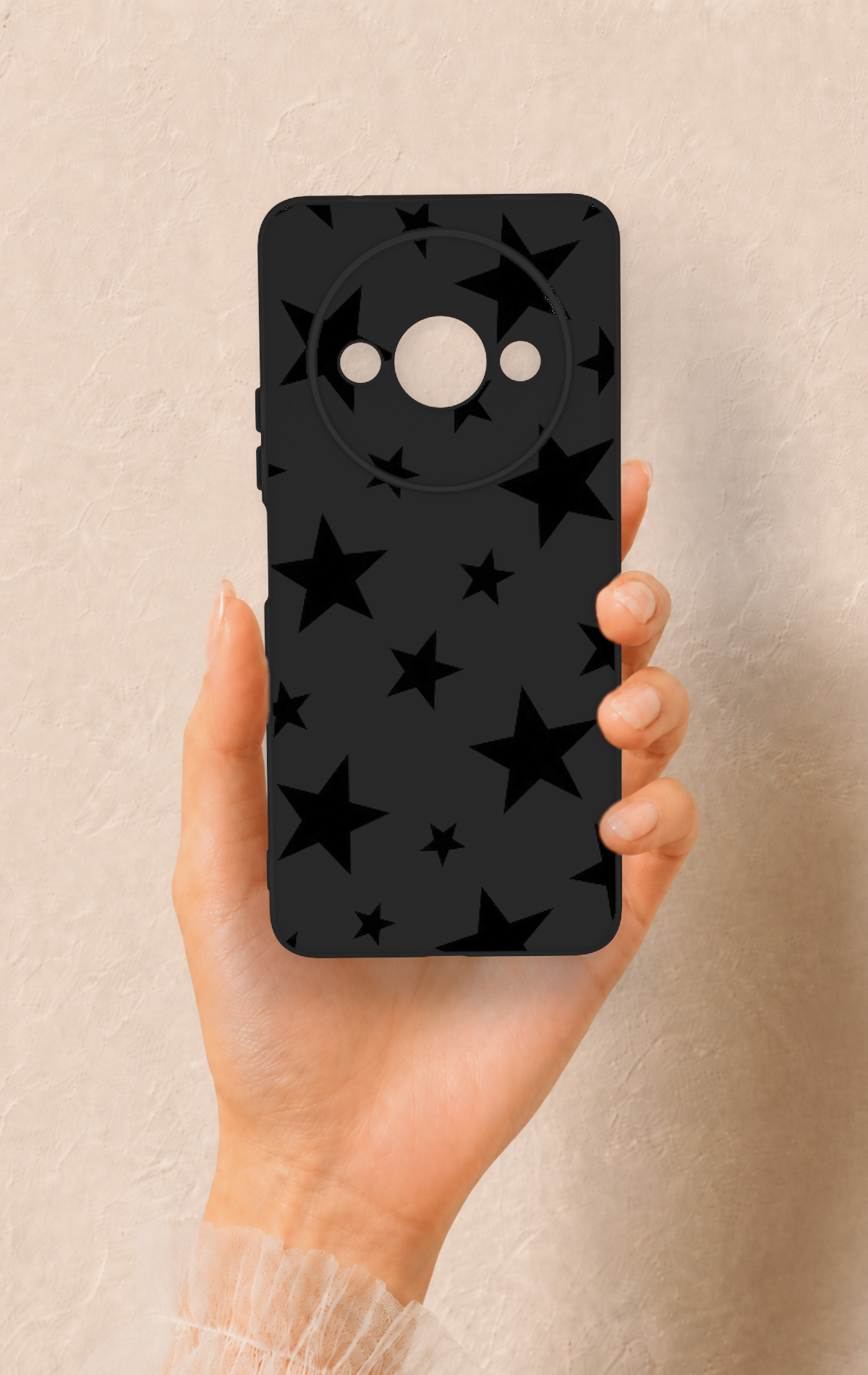 Redmi A3 Uyumlu Siyah Star Desenli Silikon Kılıf