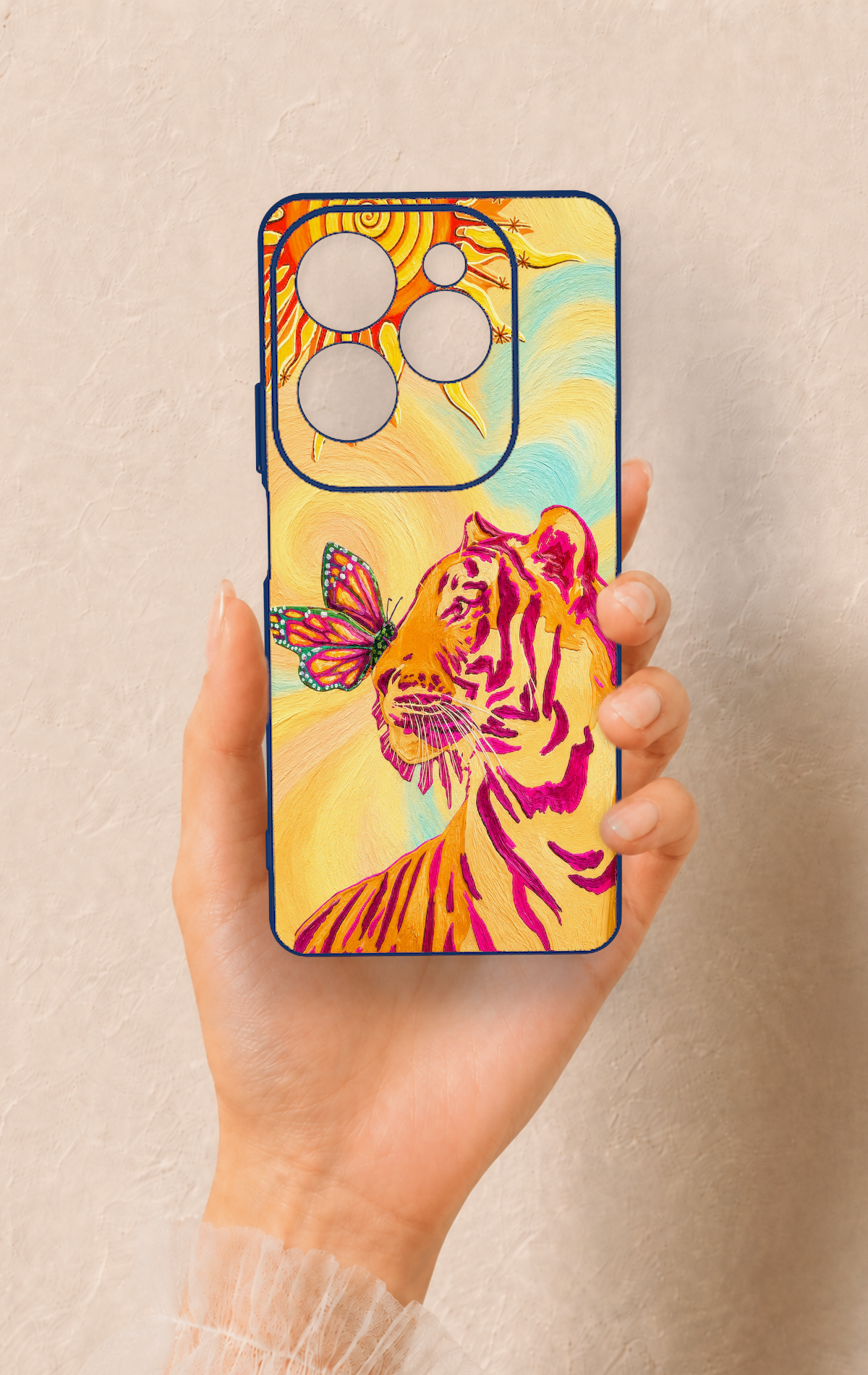 İnfinix Hot 40 Pro Uyumlu Güneşin Kaplanı Desenli Silikon Kılıf
