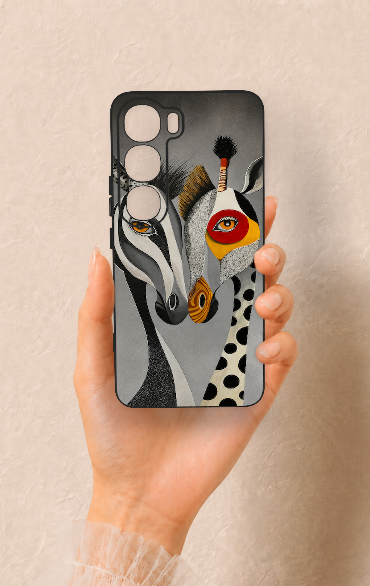 Vivo V40 Lite 5G Uyumlu Zebra ve Zürafa Desenli Silikon Kılıf