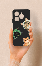 Tecno Spark 20 Pro Uyumlu Kedi Ekibi Desenli Silikon Kılıf
