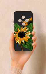 Tecno Spark 30C Uyumlu Ay Çiçeği Desenli Silikon Kılıf