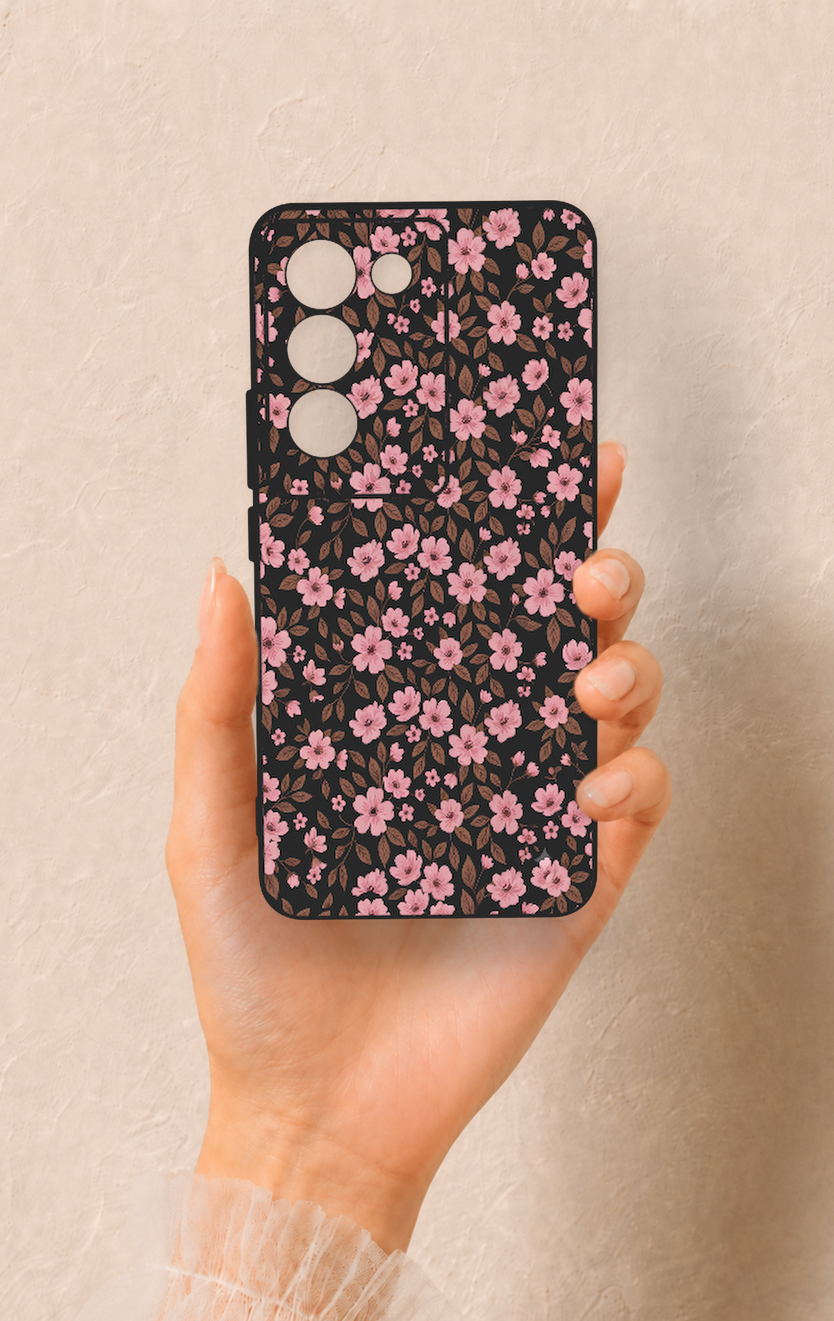 Vivo V30 Lite Uyumlu Mini Pembe Çiçek Desenli Silikon Kılıf