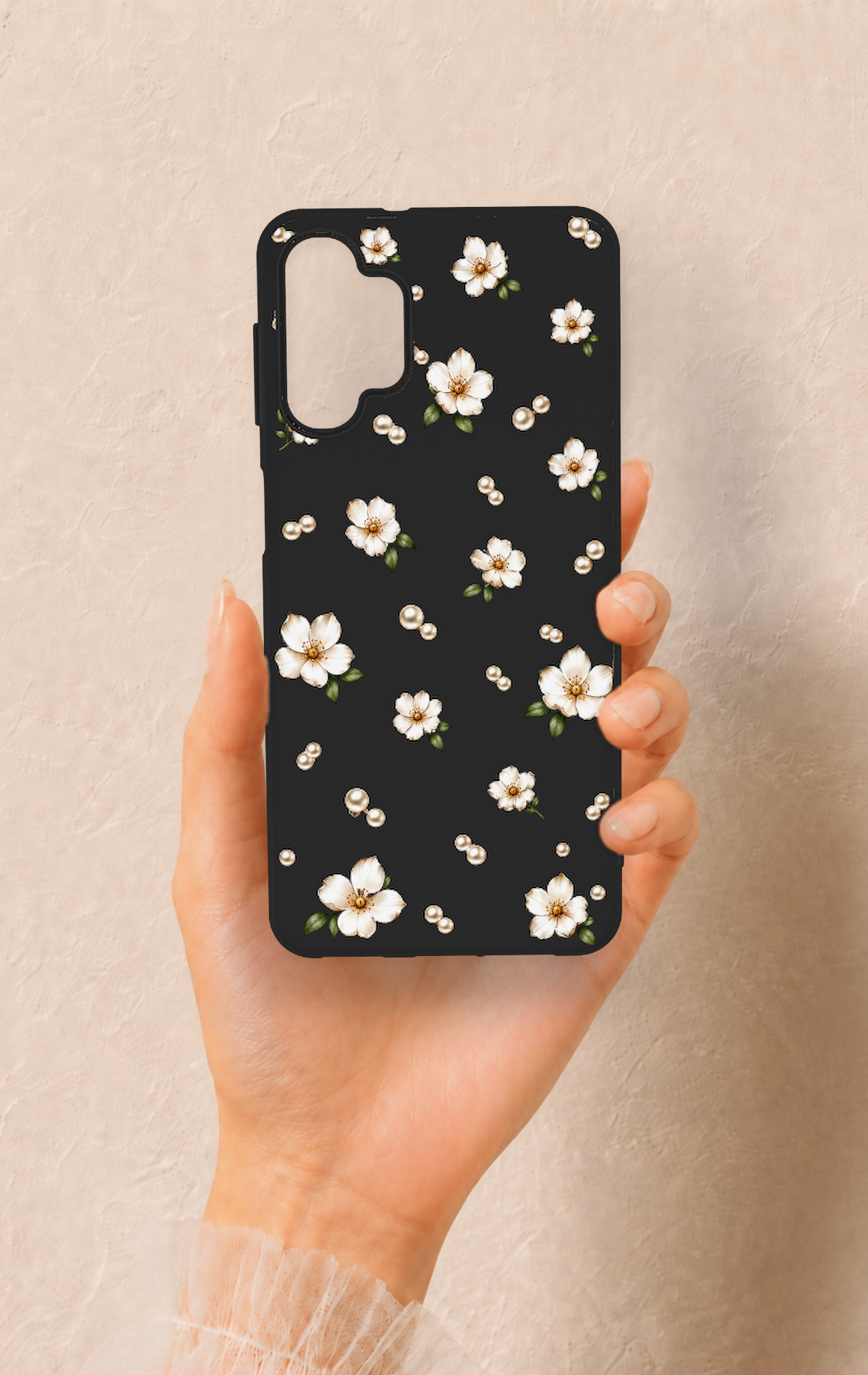 Samsung A32 Uyumlu İnci Papatya Desenli Silikon Kılıf