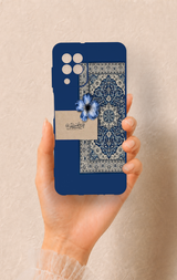 Samsung A22 Uyumlu Mavi Etnik Halı Desenli Silikon Kılıf