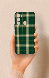 Tecno Spark 8C Uyumlu Klasik Yeşil Ekose Desenli Silikon Kılıf