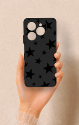 Tecno Spark 20 Pro Uyumlu Siyah Star Desenli Silikon Kılıf