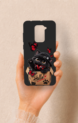 Redmi Note 9 Uyumlu Hello Cat Desenli Silikon Kılıf