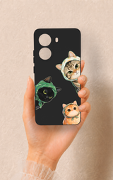 Poco X7 Pro Uyumlu Kedi Ekibi Desenli Silikon Kılıf