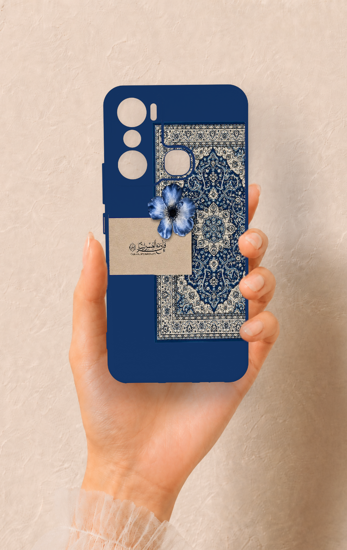 İnfinix Hot 20i Uyumlu Mavi Etnik Halı Desenli Silikon Kılıf