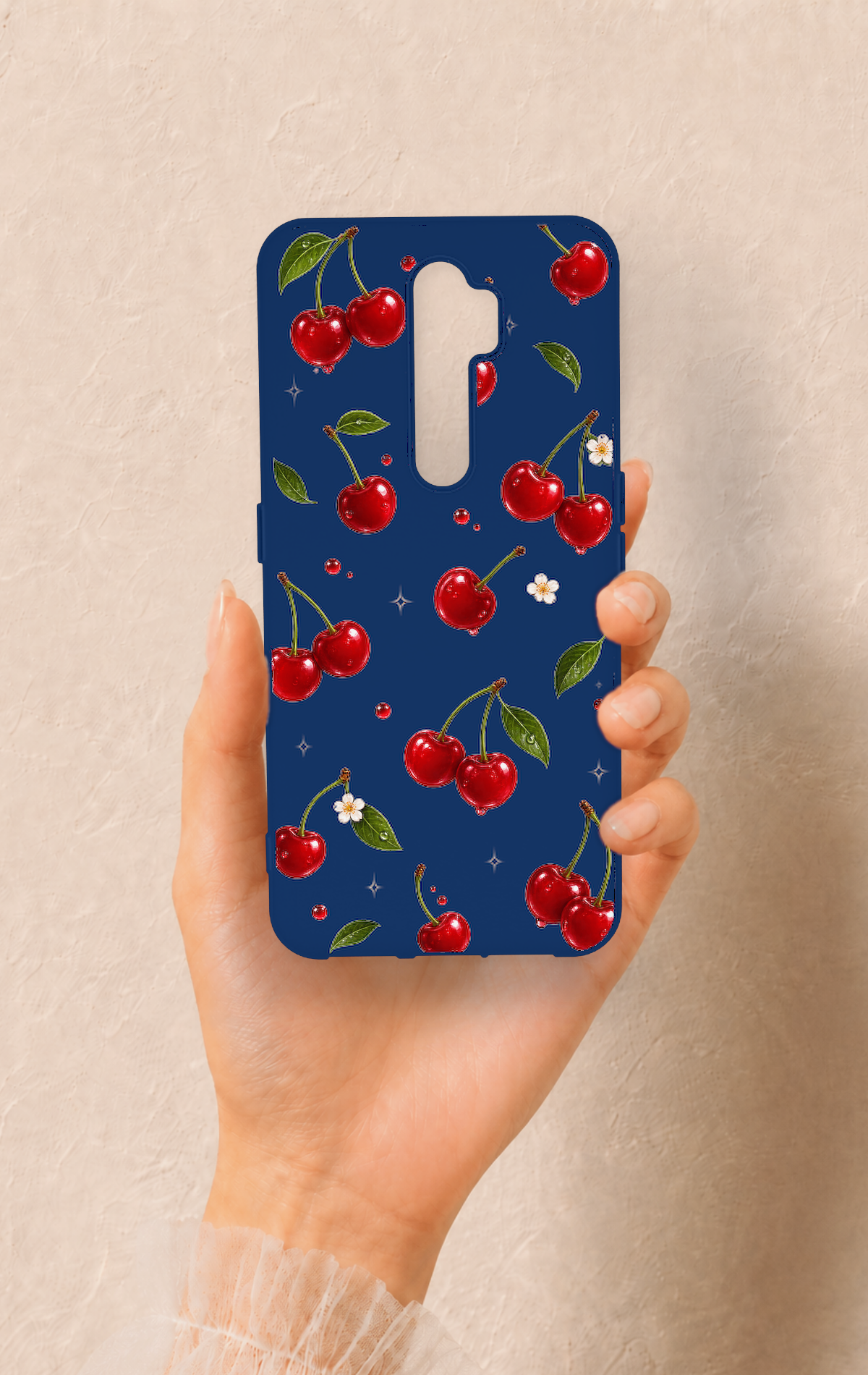 Oppo A5 2020 Uyumlu Kiraz Papatya Desenli Silikon Kılıf