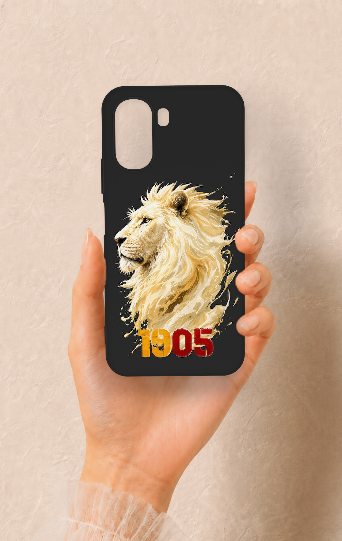 Oppo A6T Uyumlu Sarı Kırmızı 1905 Aslan Desenli Silikon Kılıf
