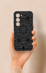 Tecno Spark 40 Pro Uyumlu Siyah Beyaz Mandala Desenli Silikon Kılıf