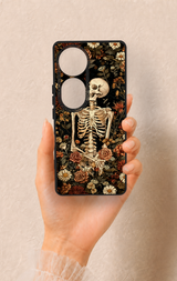 Vivo V40 Uyumlu Çiçek İskelet Desenli Silikon Kılıf