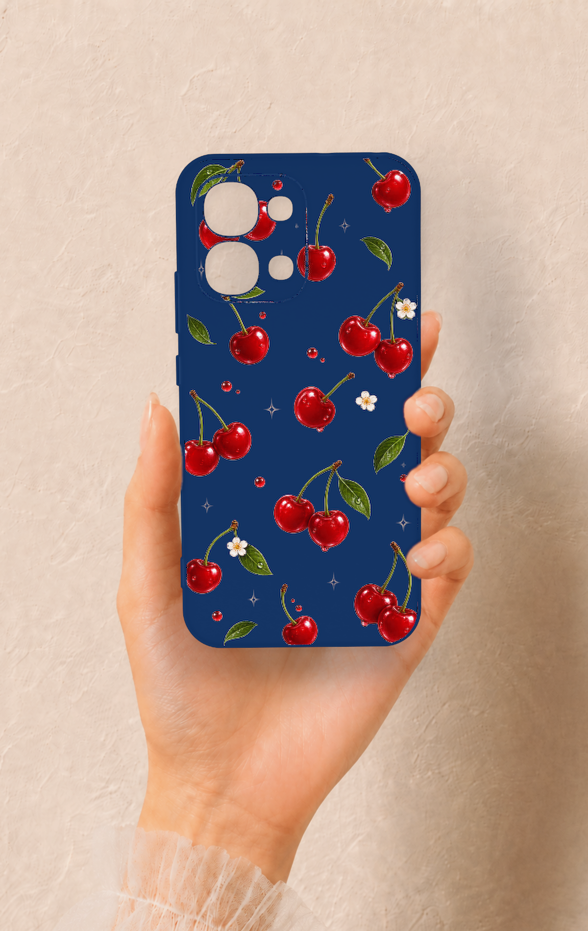 Oppo A6 Pro Uyumlu Kiraz Papatya Desenli Silikon Kılıf