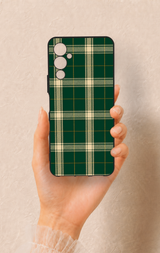 Tecno Pova Neo 4 Uyumlu Klasik Yeşil Ekose Desenli Silikon Kılıf