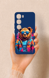 Vivo V40 Lite 5G Uyumlu Gözlüklü Ayı Desenli Silikon Kılıf
