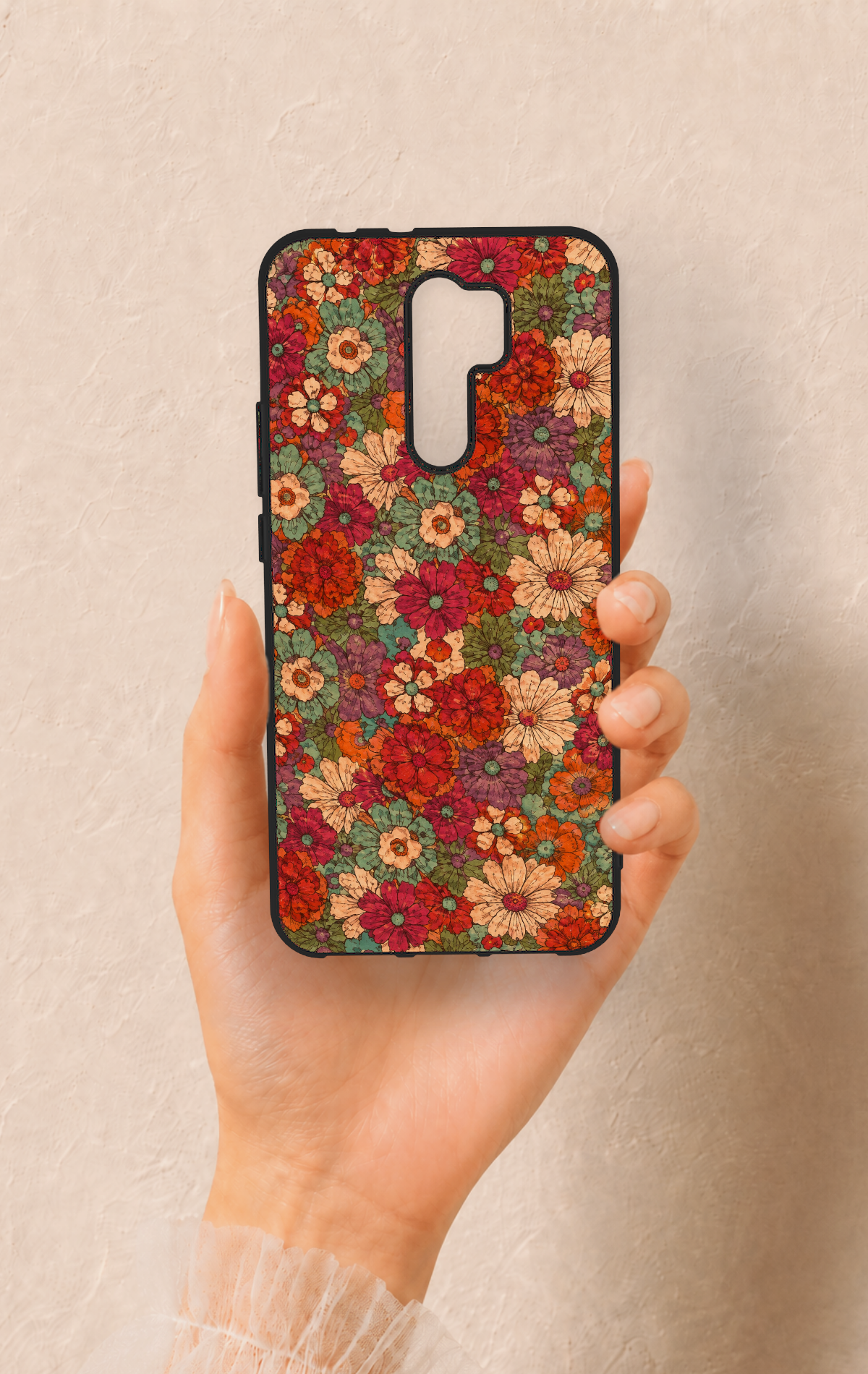 Redmi 9 Uyumlu Pastel Çiçek Bahçesi Desenli Silikon Kılıf