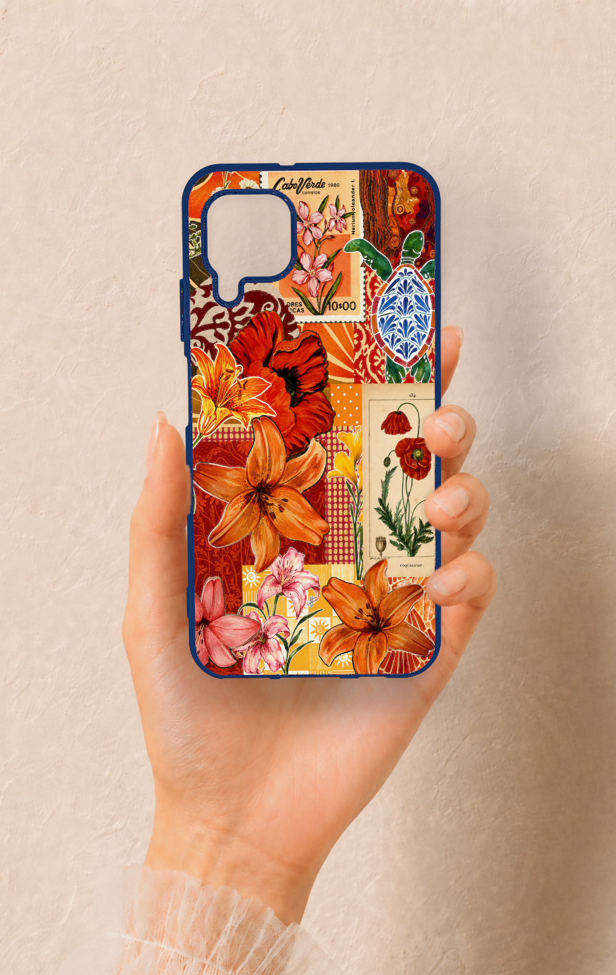 Huawei P40 Lite Uyumlu Turuncu Zambak Desenli Silikon Kılıf