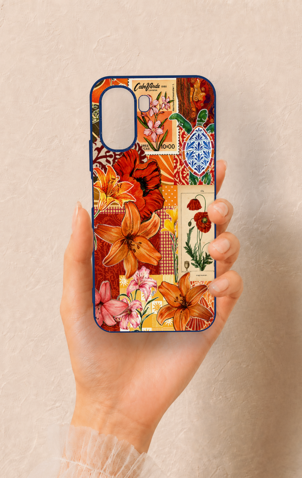 Oppo A6T Uyumlu Turuncu Zambak Desenli Silikon Kılıf
