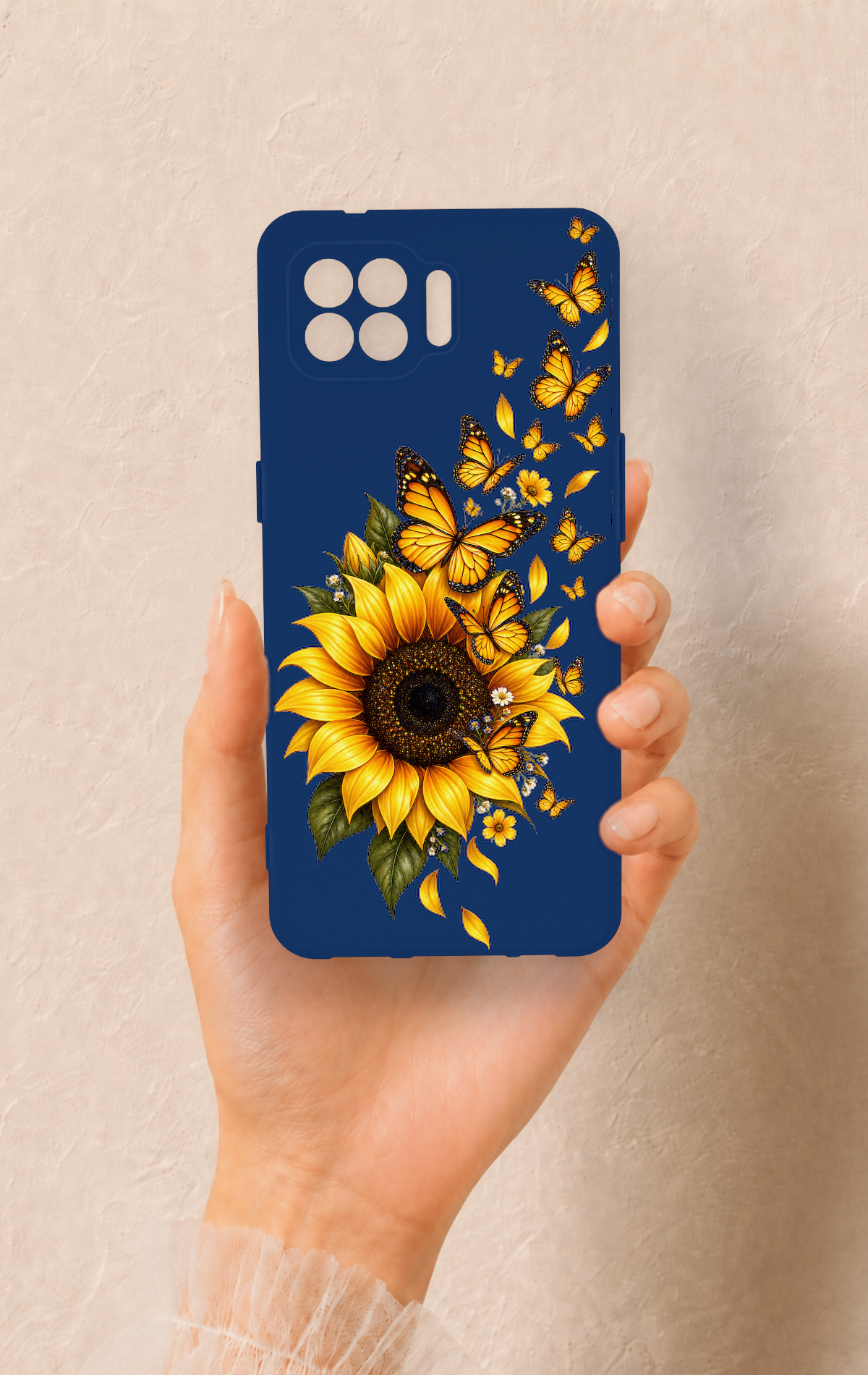 Oppo Reno 4 Lite Uyumlu Ayçiçeği Desenli Silikon Kılıf