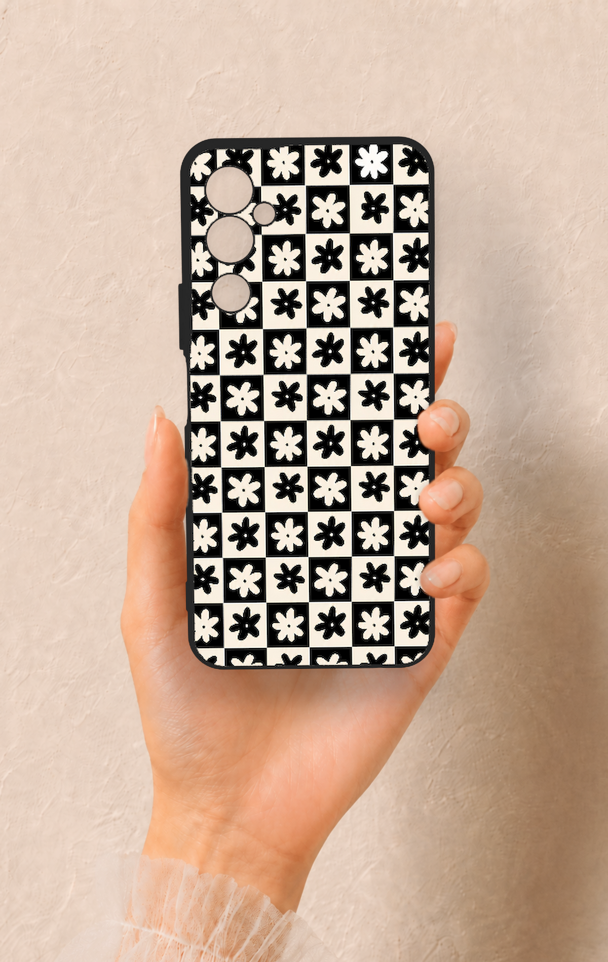 Tecno Pova Neo 2 Uyumlu Çiçek Motifli Dama Desenli Silikon Kılıf